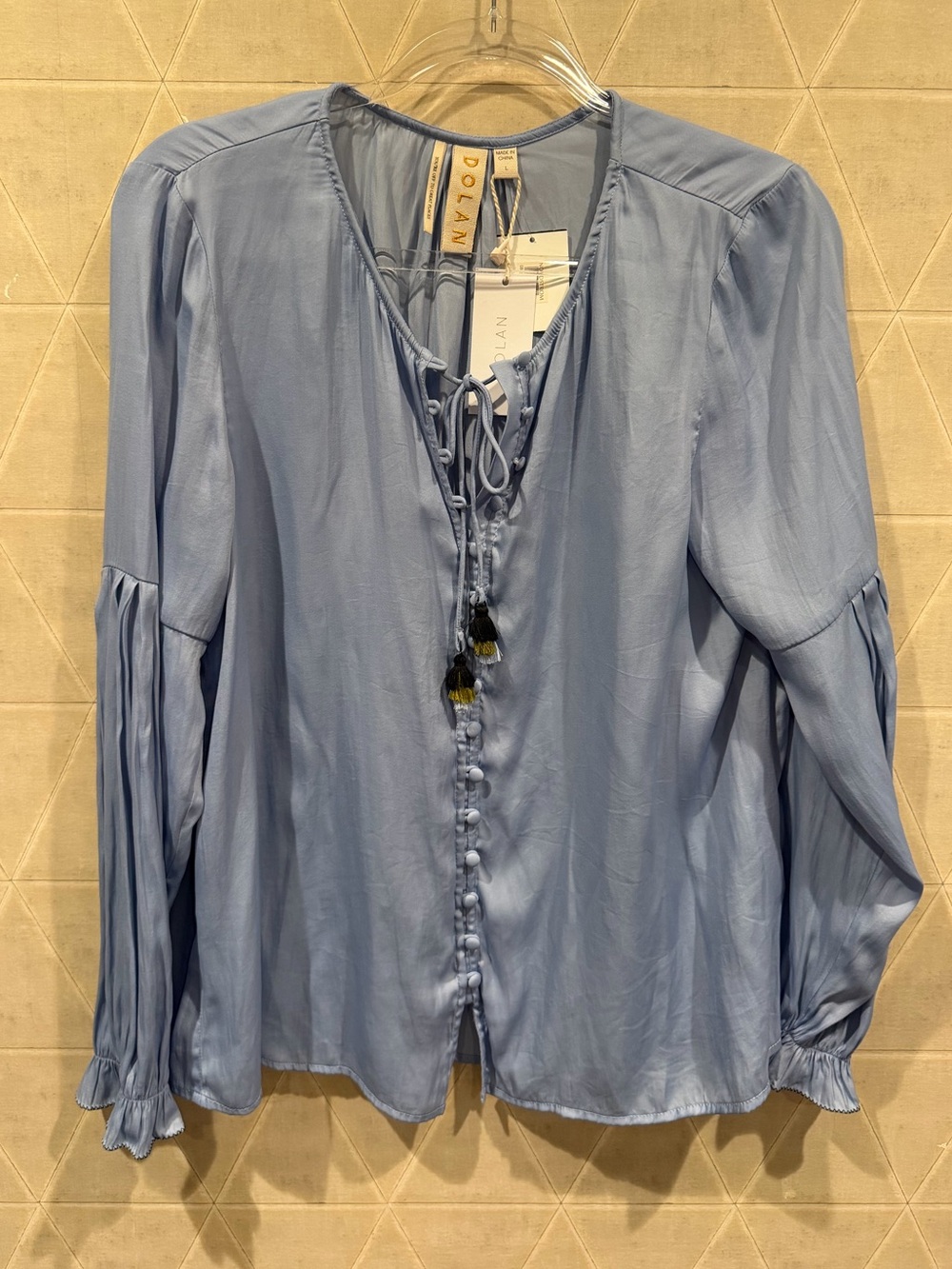 Dolan Top blue surf tassel button size L